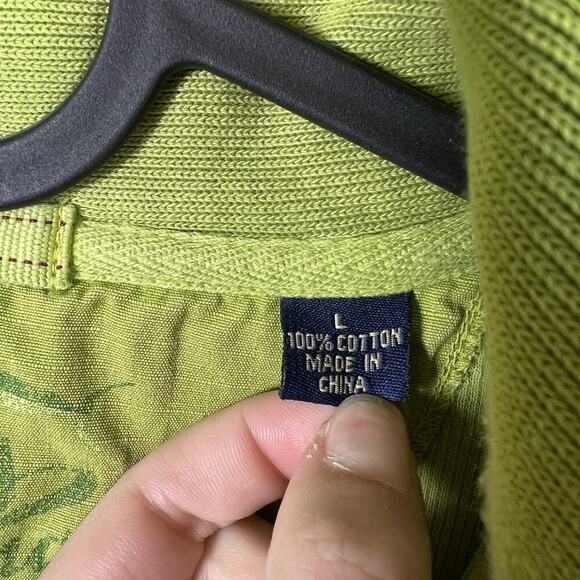 Tommy Bahama 1/4 Zip Sweatshirt Men's Large Green Beachy Summer 100% Cotton - Picture 7 of 13